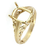 Art Deco Style 14K Rose Gold Semi Mount Ring Setting Oct 18x13mm - Syzjewelry